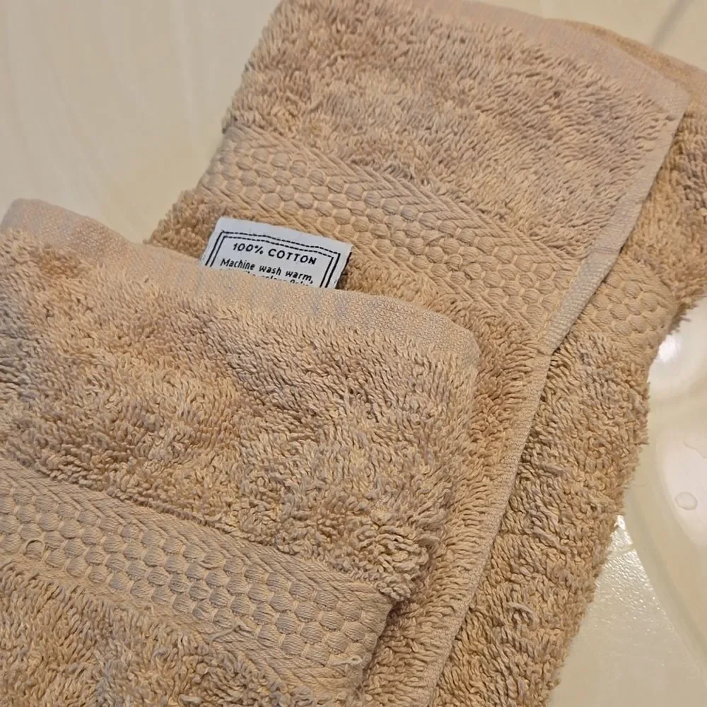 Tan beige hand towel bath home house accent unisex colors may match other ads